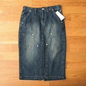True Religion Utility Denim‎ Midi Skirt in Dark Wash Women's Size 29 Streetwear